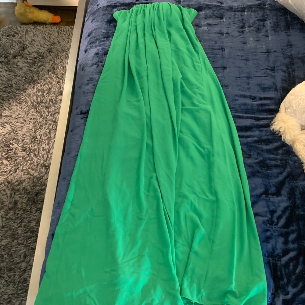 Emerald green Grecian strapless dress